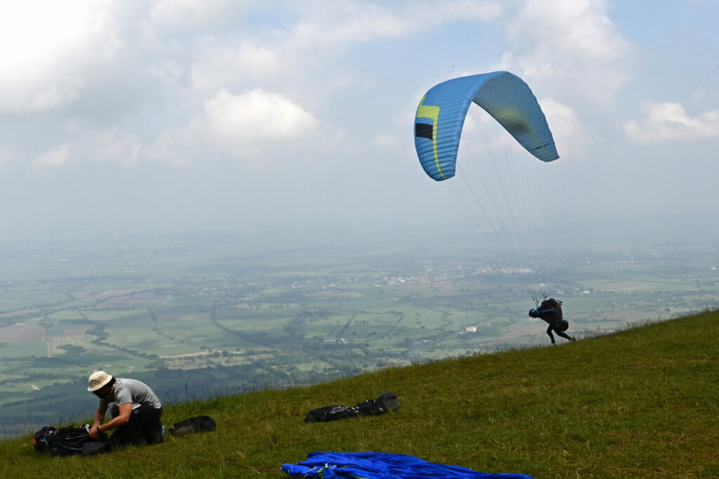 Paraglider during takeoff 